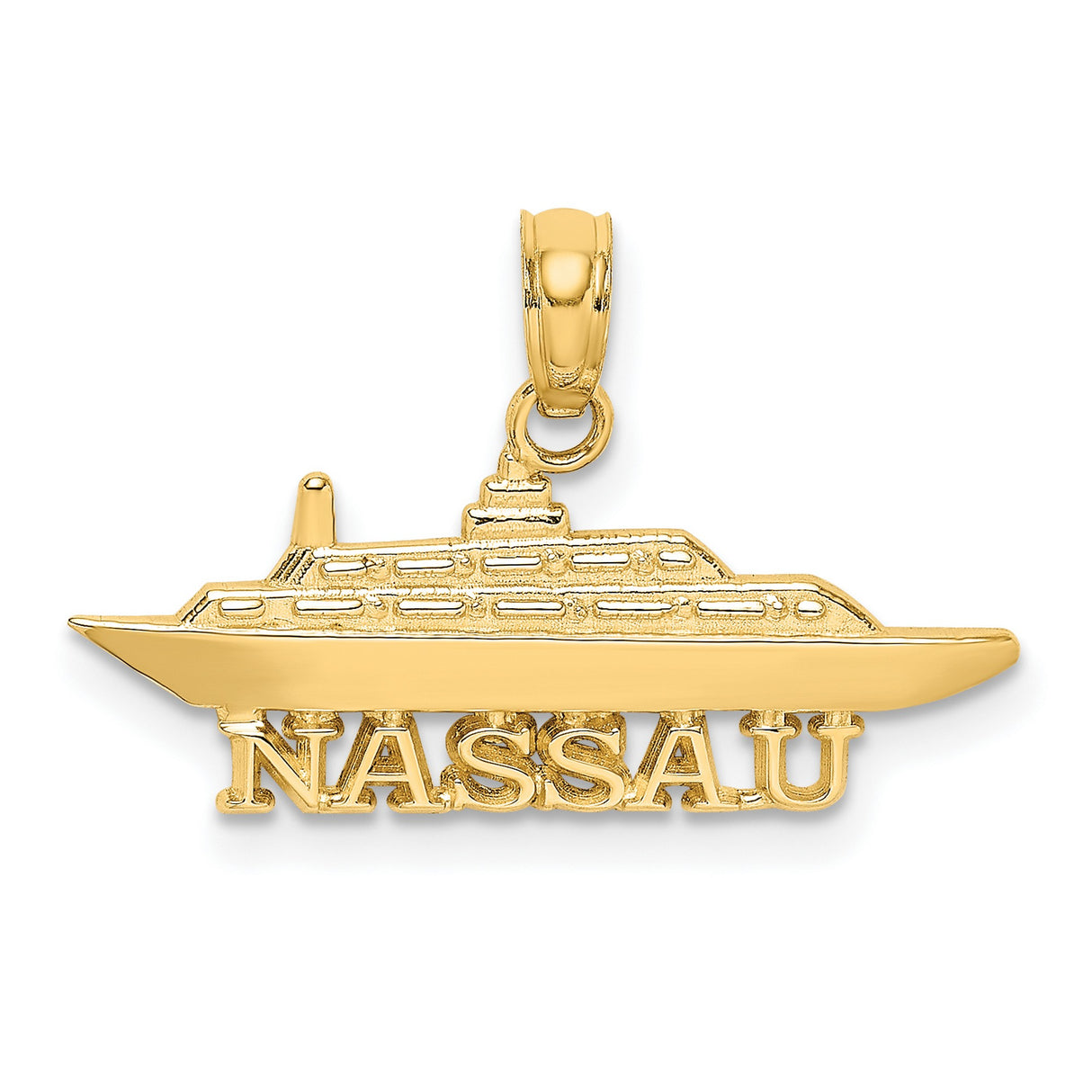 14k Yellow Gold Cruise Ship Nassau Pendant, Nautical Charm for Travel and Caribbean Adventure