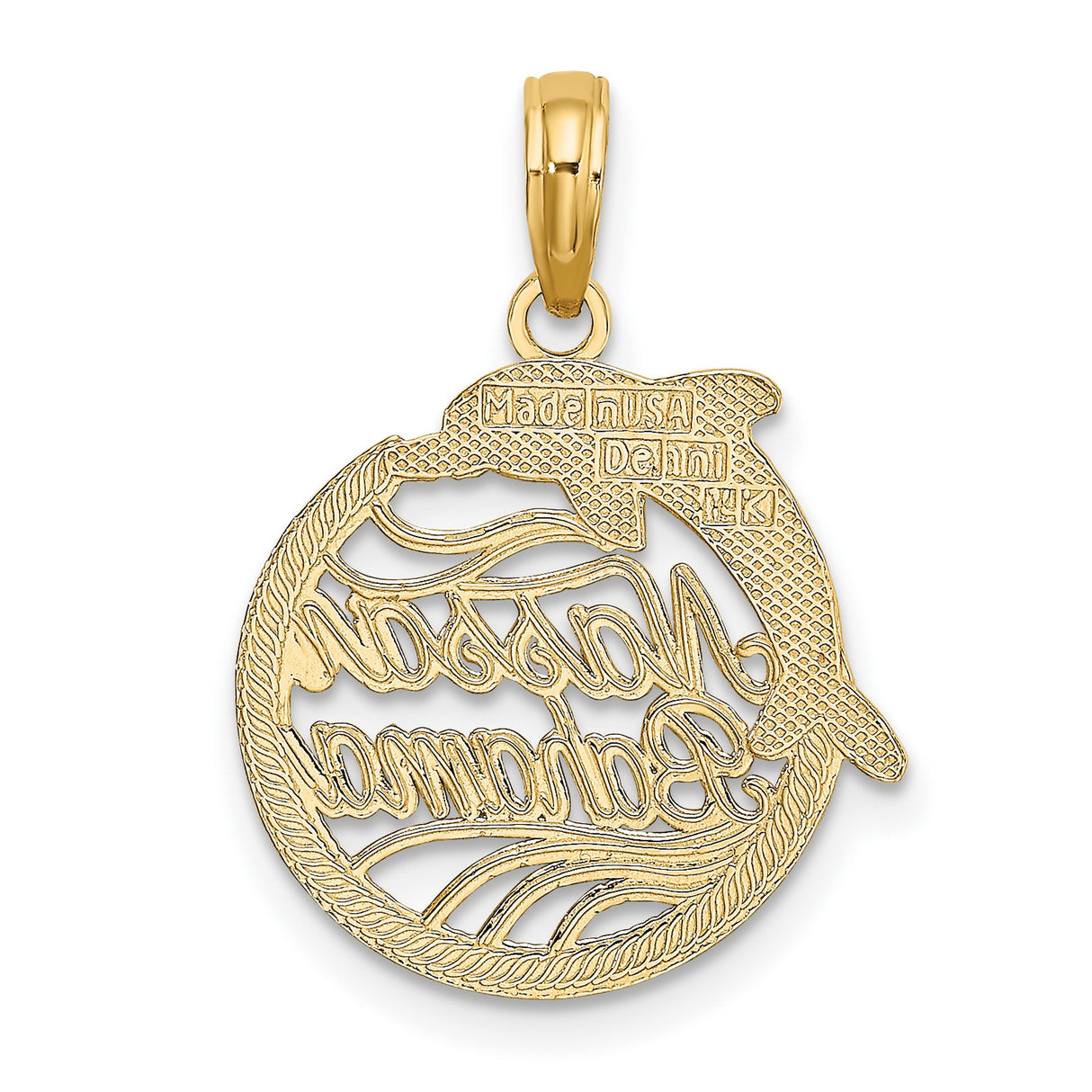 14k Yellow Gold Dolphin Pendant, Nassau Bahamas Charm, Tropical Marine Life Jewelry
