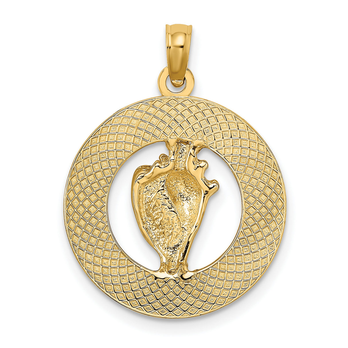 14k Yellow Gold Bahamas Pendant with Conch Shell Design, Tropical Island Charm