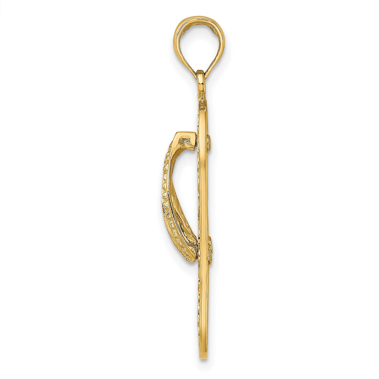 14k Yellow Gold Sandal Pendant with Cutout Sea Turtles, Tropical Beach Theme Jewelry