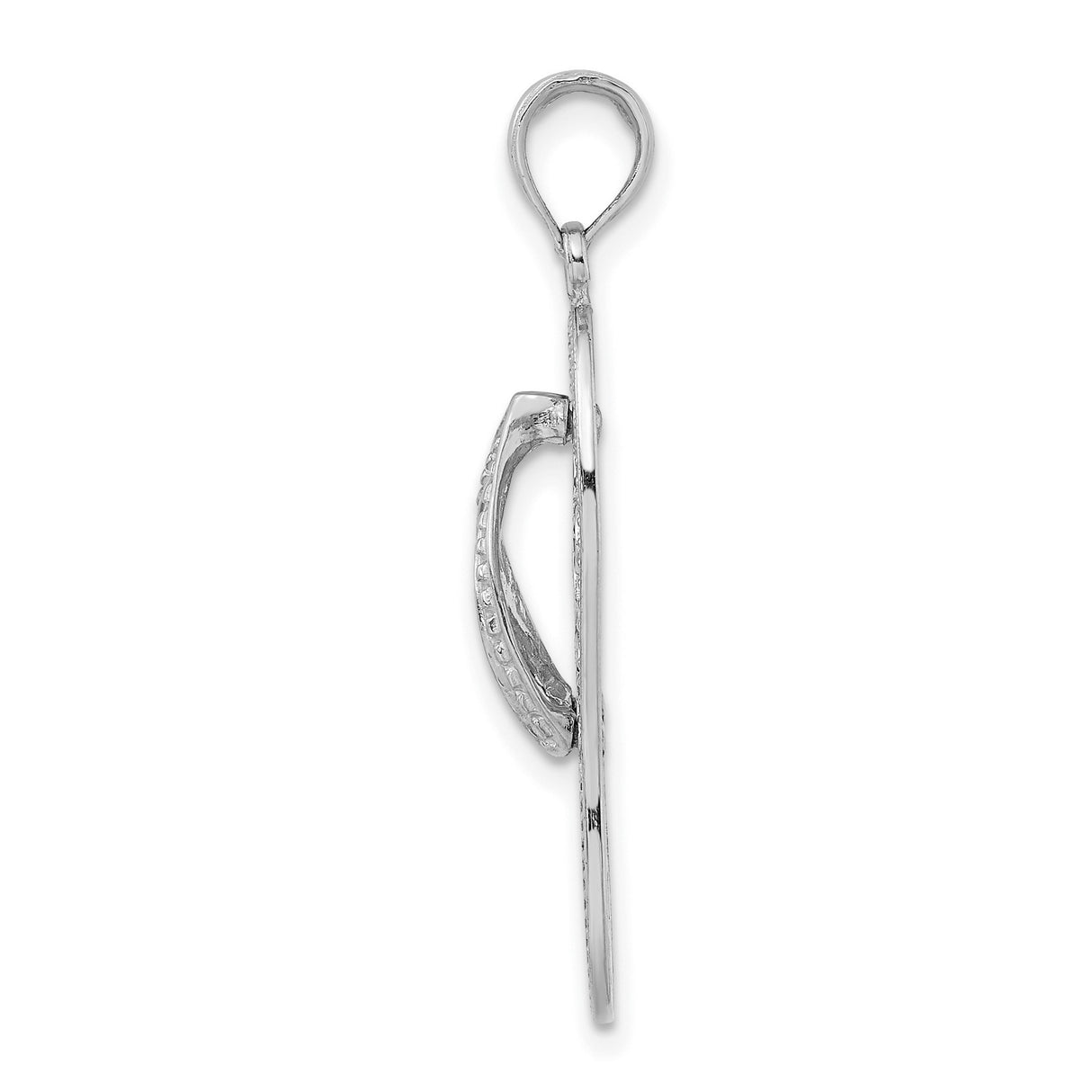 14k White Gold Flip-Flop Pendant with Plumeria Flower, Tropical Beach Theme