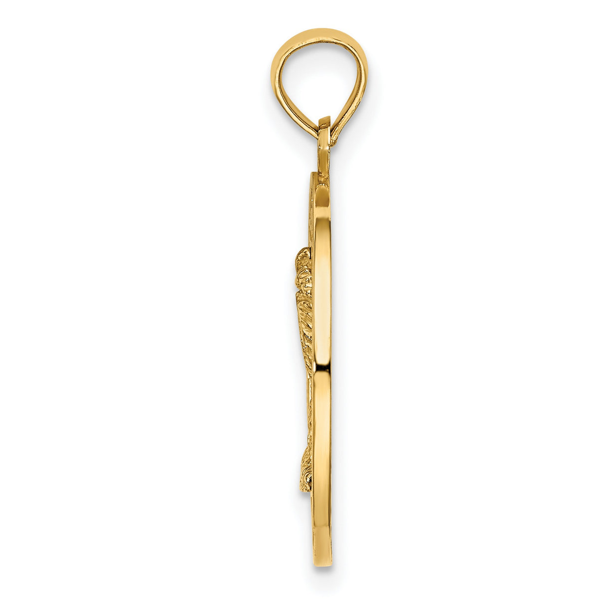 14k Yellow Gold Pendant with Palm Tree and Turks Caicos Engraving, Tropical Round Charm