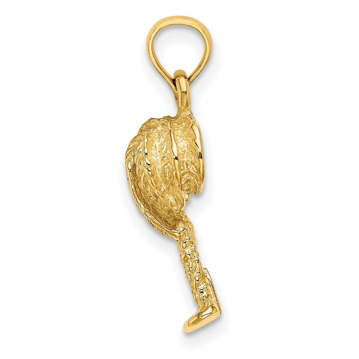 14k Yellow Gold Palm Tree Pendant with Textured Leaves and Trunk, Tropical Beach Charm