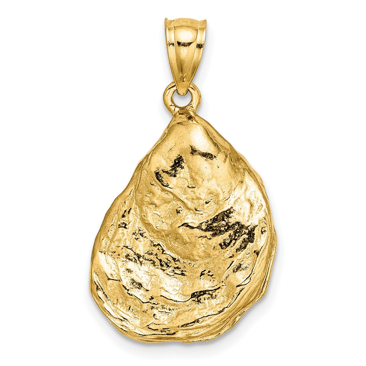 14k Yellow Gold Oyster Shell Pendant, Textured Coastal Design, Nautical Sea Life Jewelry for Women