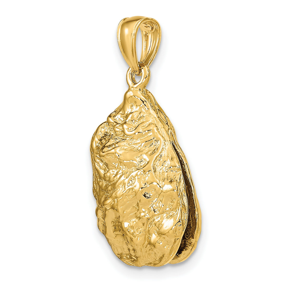 14k Yellow Gold Oyster Shell Pendant, Textured Coastal Design, Nautical Sea Life Jewelry for Women