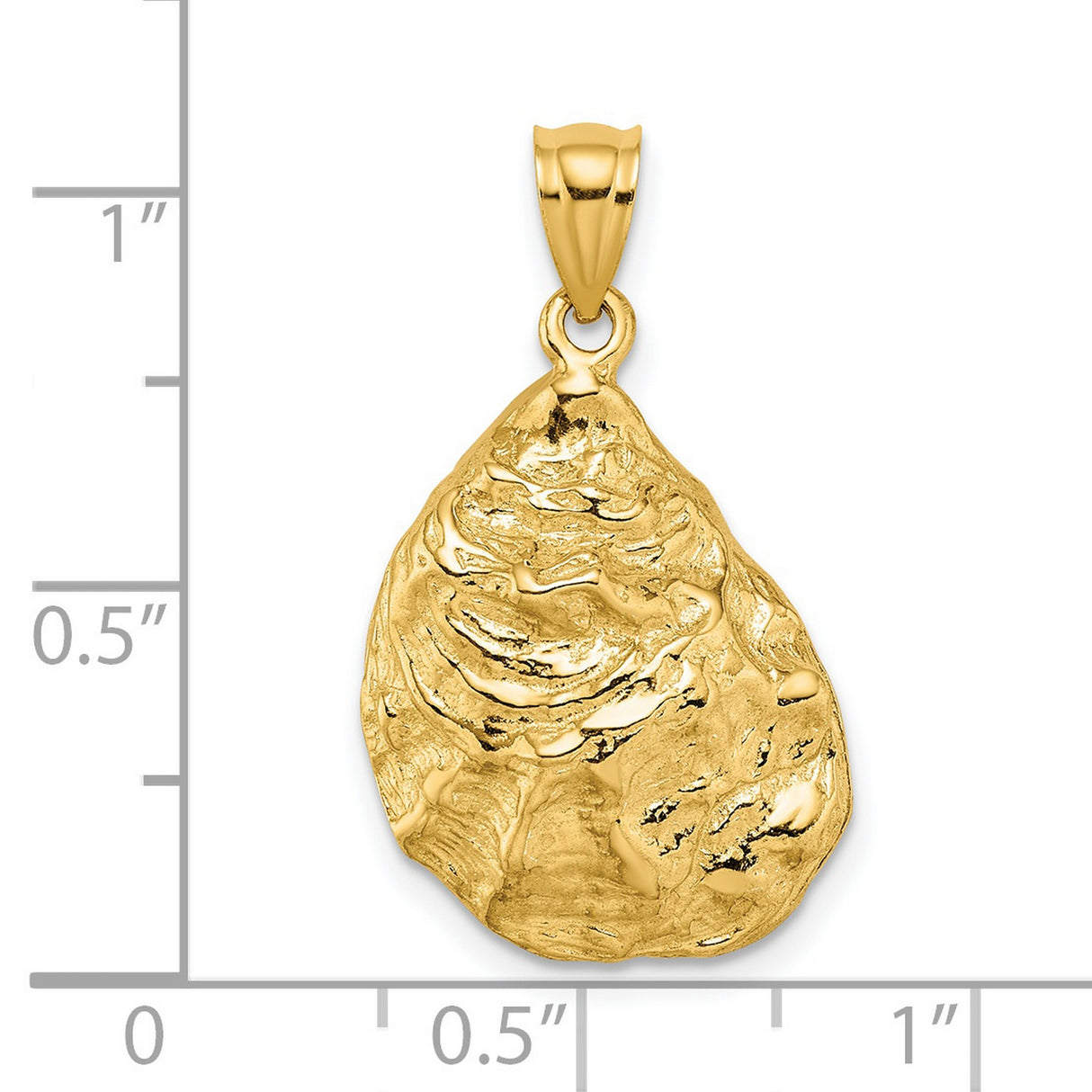 14k Yellow Gold Oyster Shell Pendant, Textured Coastal Design, Nautical Sea Life Jewelry for Women