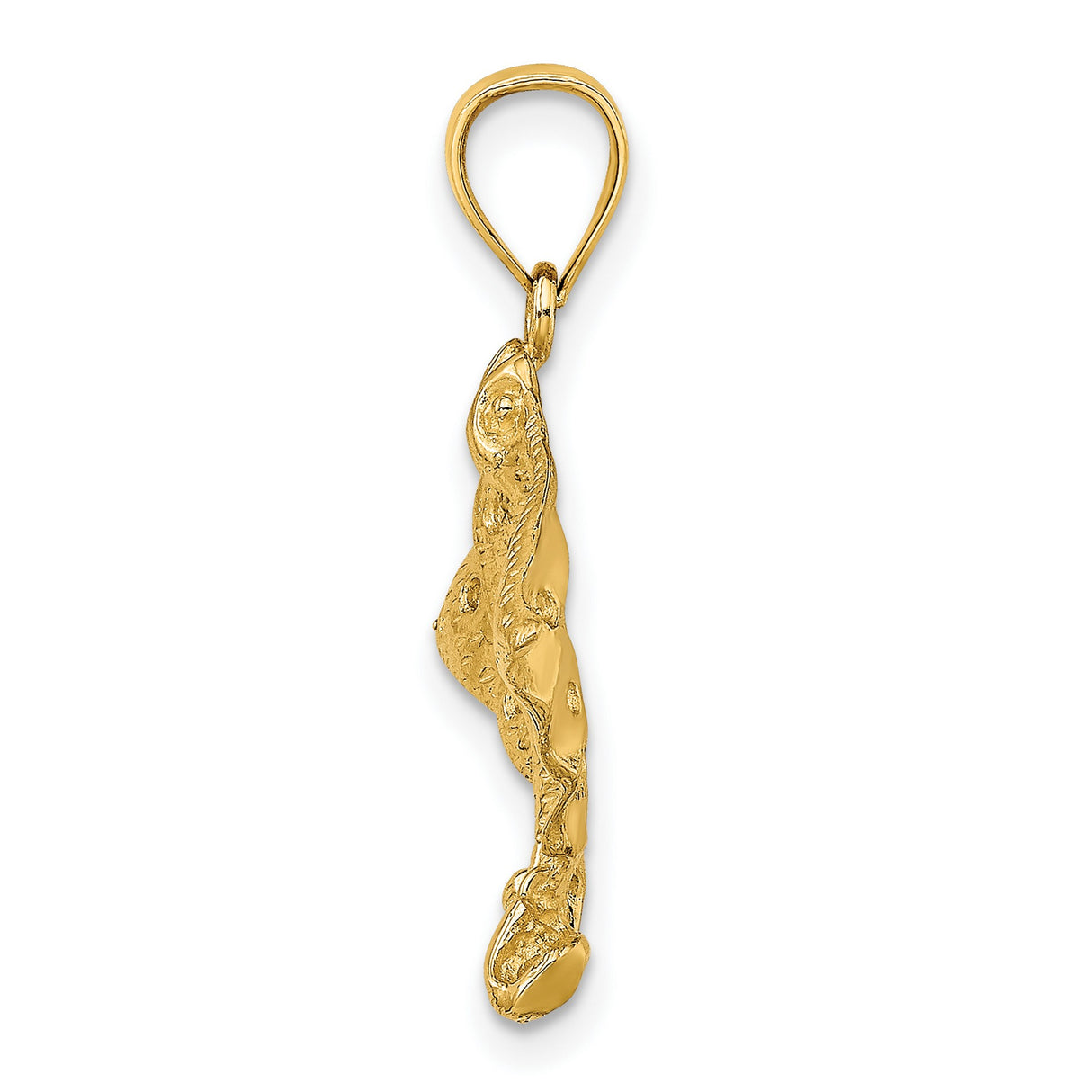 14k Yellow Gold Stingray Pendant with Cutout Accents and Textured Finish