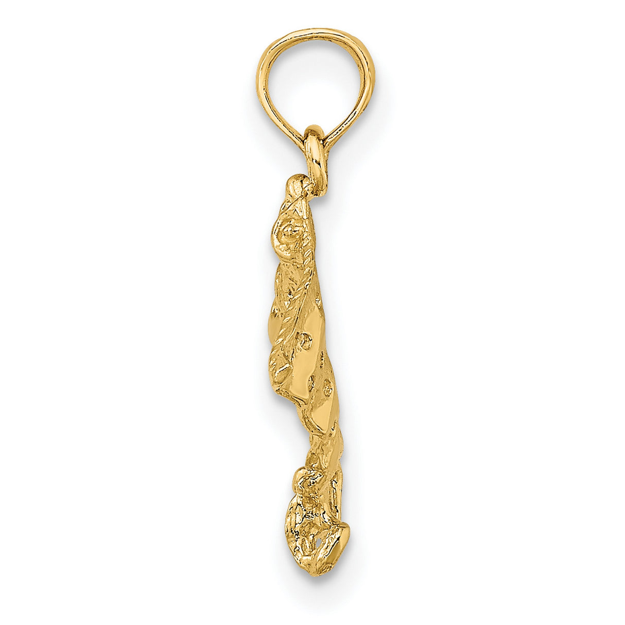 14k Yellow Gold Stingray Pendant, Openwork Marine Animal Charm, Nautical Ocean-Inspired Jewelry