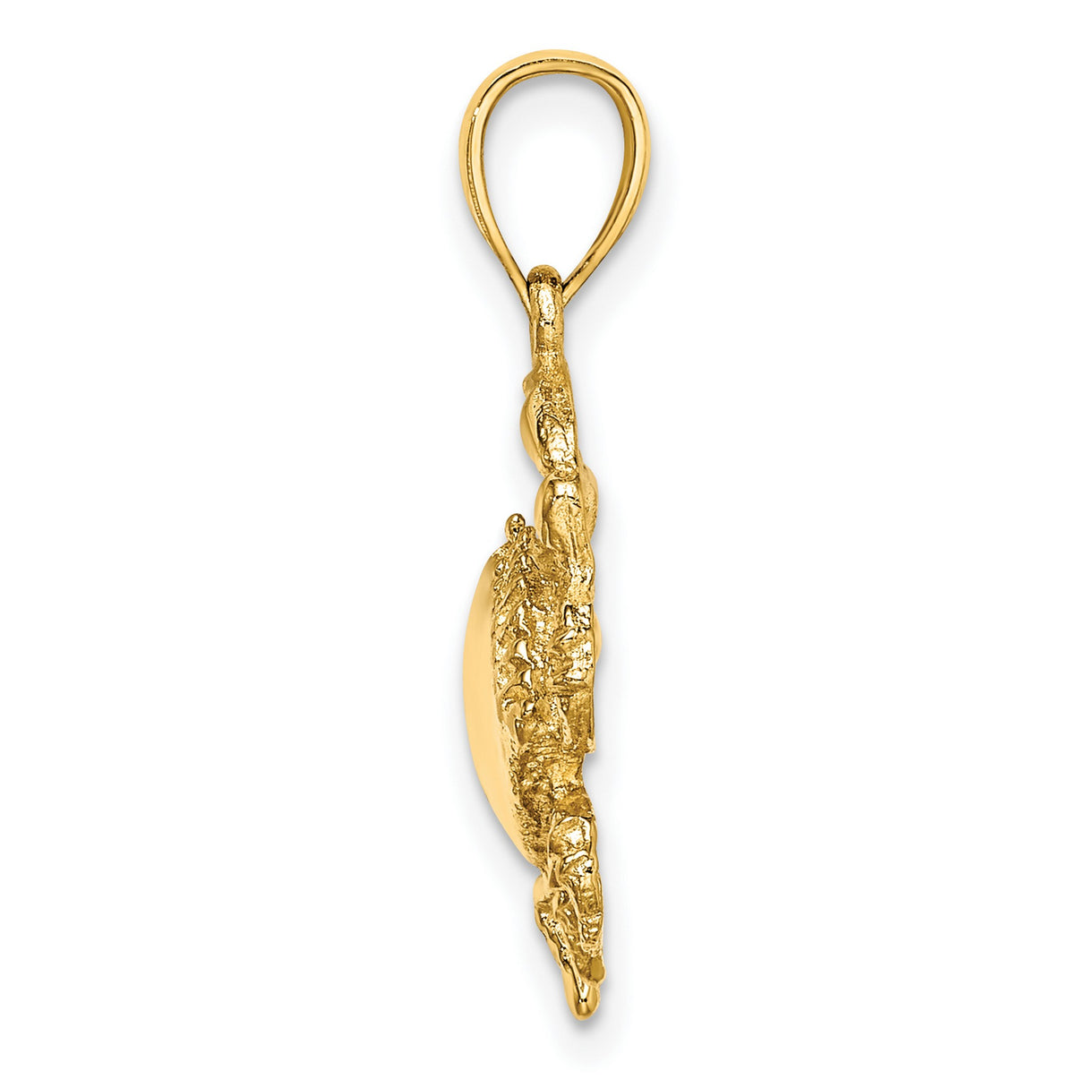 14k Yellow Gold Crab Pendant with Detailed Crustacean Design, Cancer Zodiac Ocean Theme Jewelry