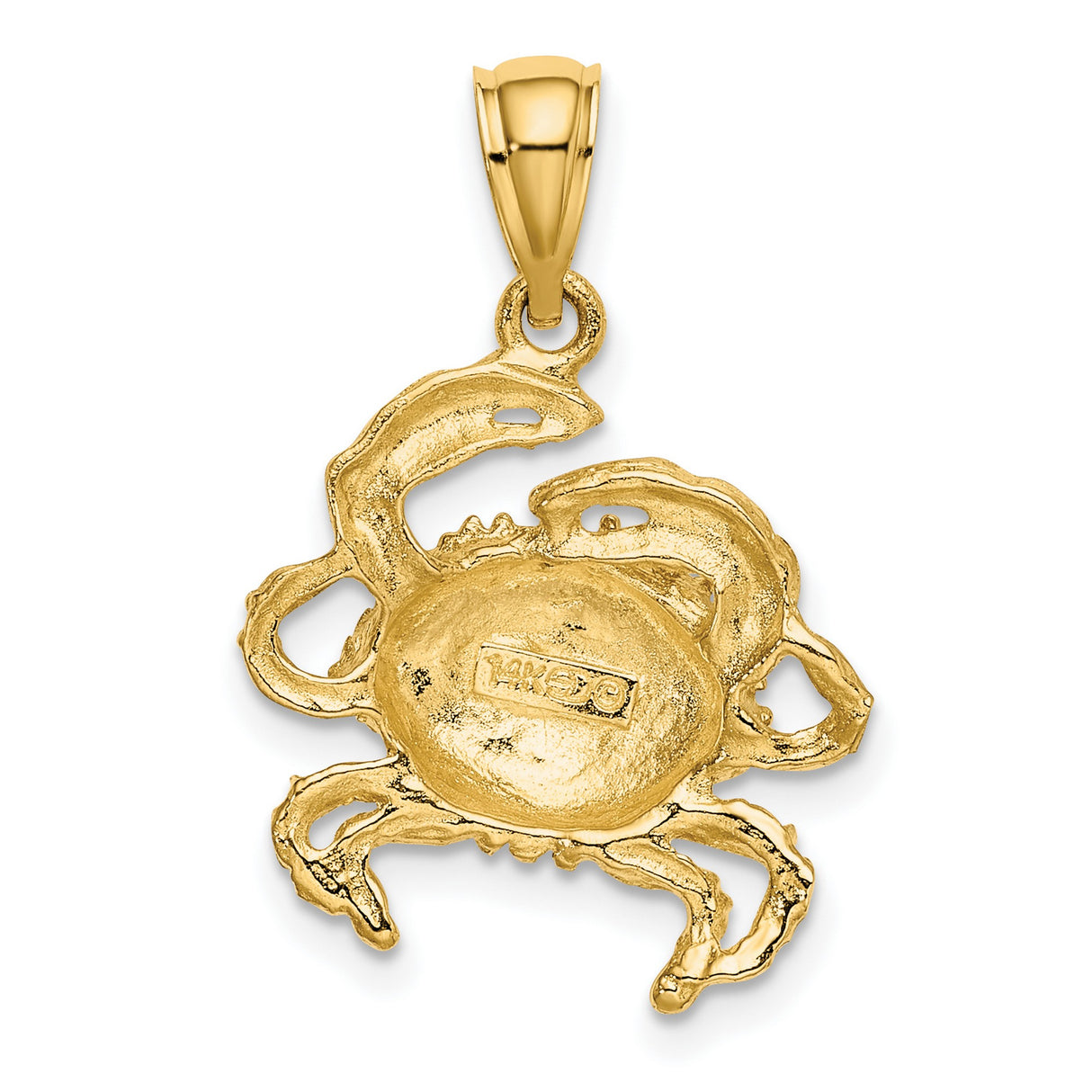 14k Yellow Gold Crab Pendant with Detailed Crustacean Design, Cancer Zodiac Ocean Theme Jewelry