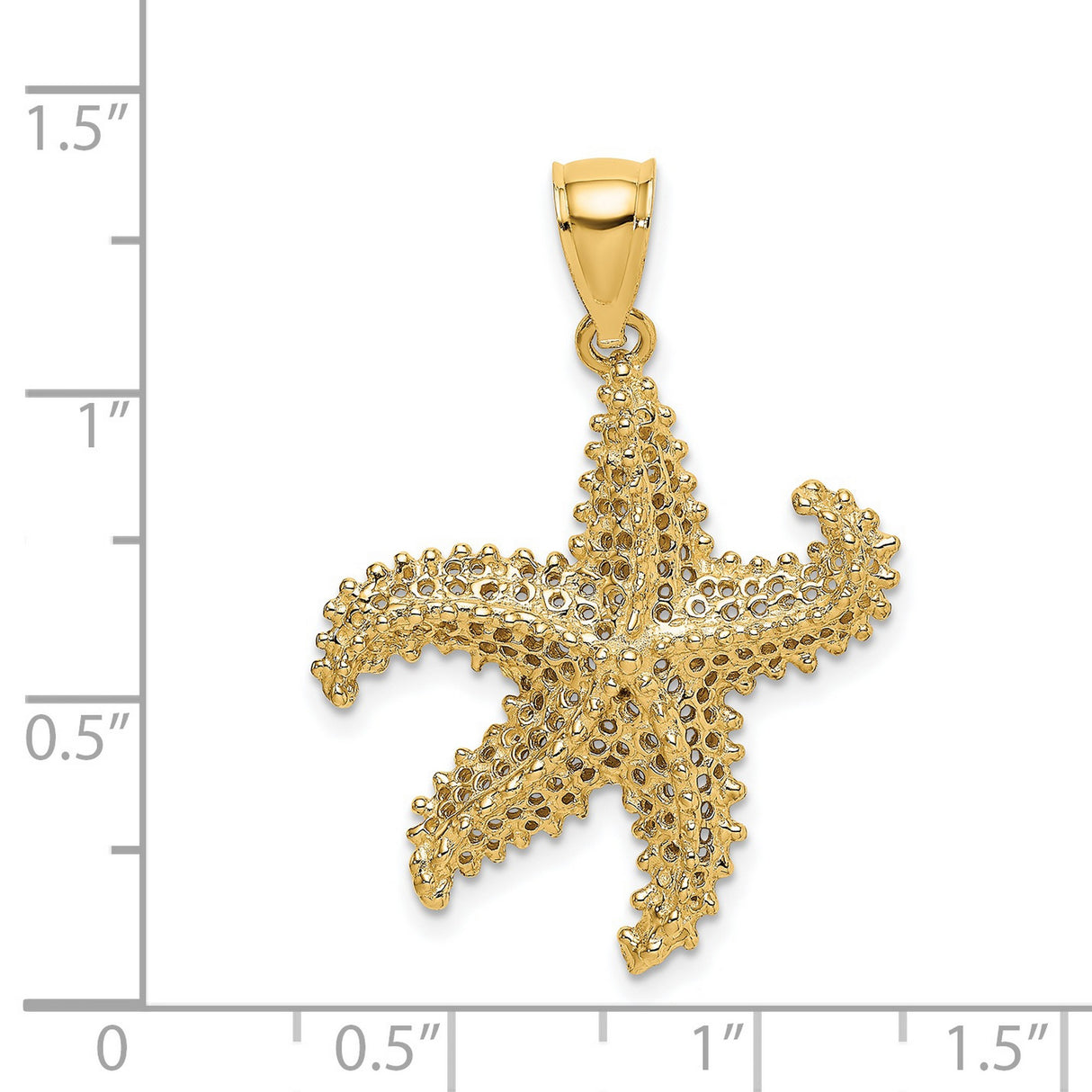 14k Yellow Gold Starfish Pendant, Textured Nautical Marine Life Charm