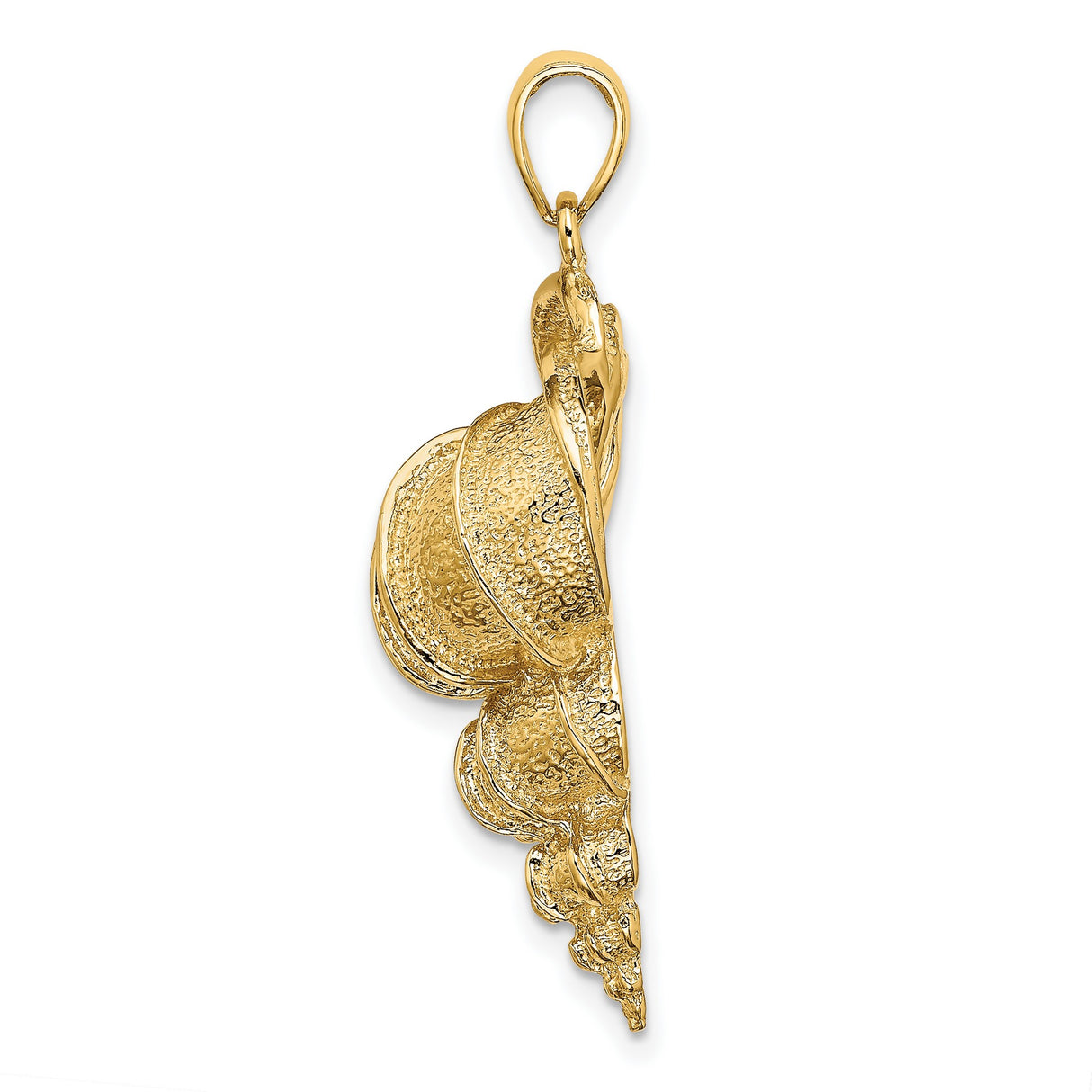 14k Yellow Gold Seashell Pendant with Conch Shell Design, Ocean-Inspired Coastal Charm