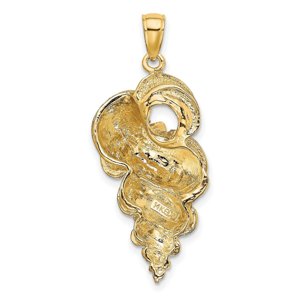 14k Yellow Gold Seashell Pendant with Conch Shell Design, Ocean-Inspired Coastal Charm