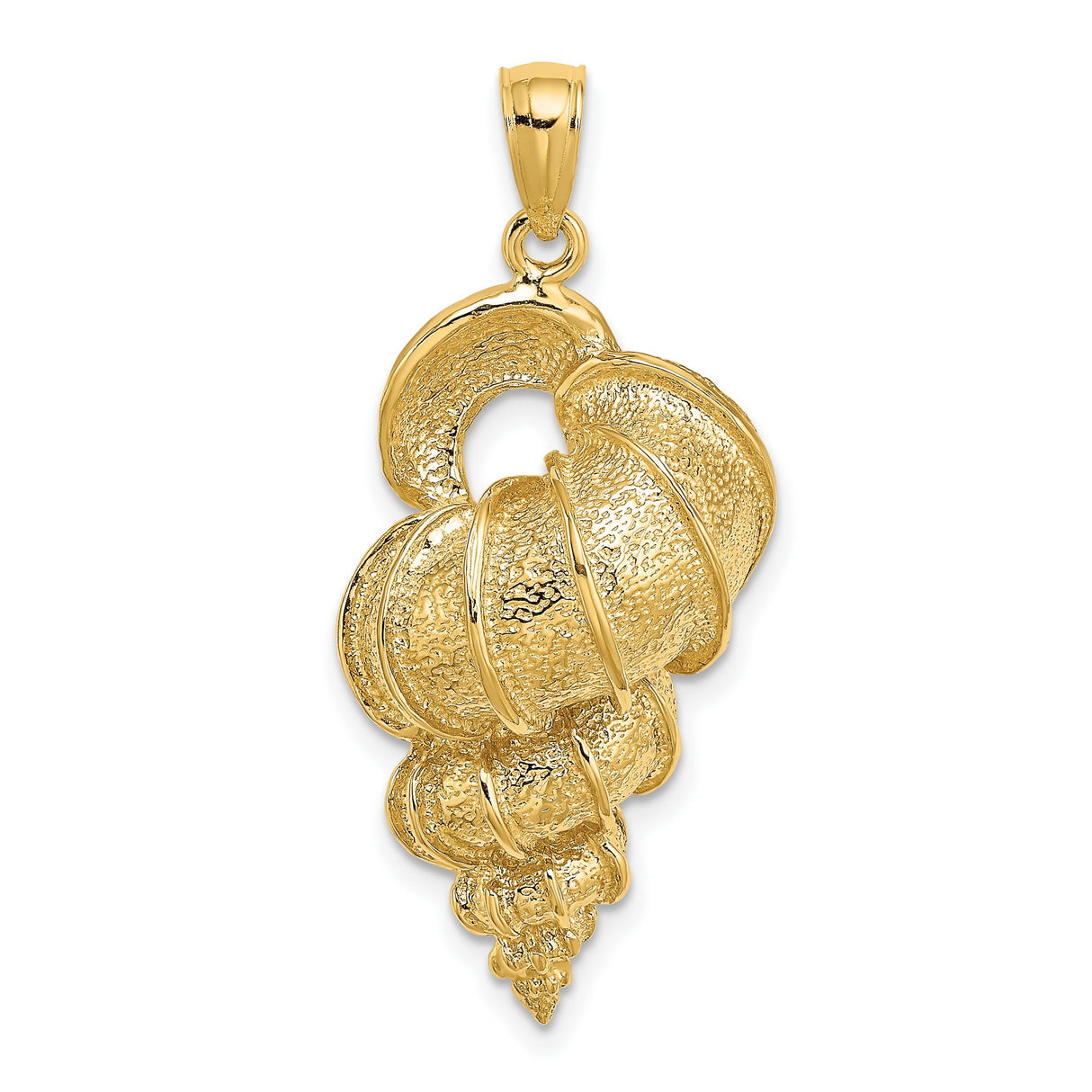 14k Yellow Gold Seashell Pendant with Conch Shell Design, Ocean-Inspired Coastal Charm