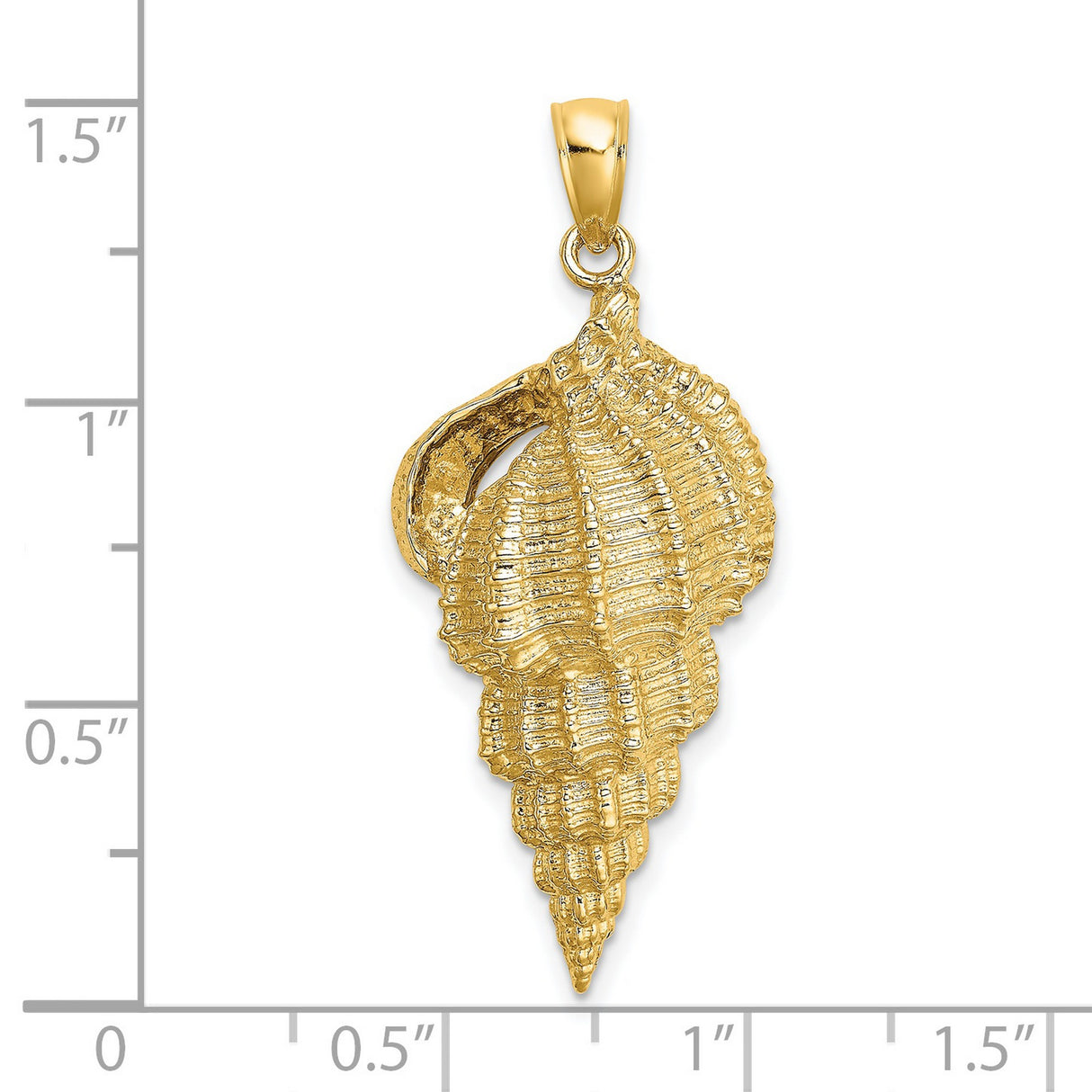14k Yellow Gold Sea Shell Pendant with Conch Shell Motif, Nautical Coastal Theme Jewelry
