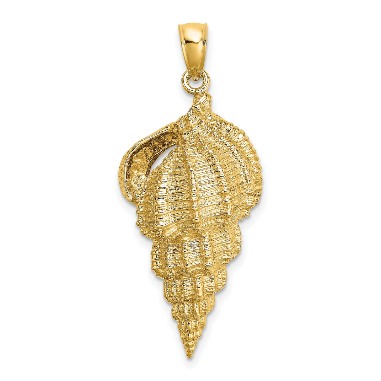 14k Yellow Gold Sea Shell Pendant with Conch Shell Motif, Nautical Coastal Theme Jewelry