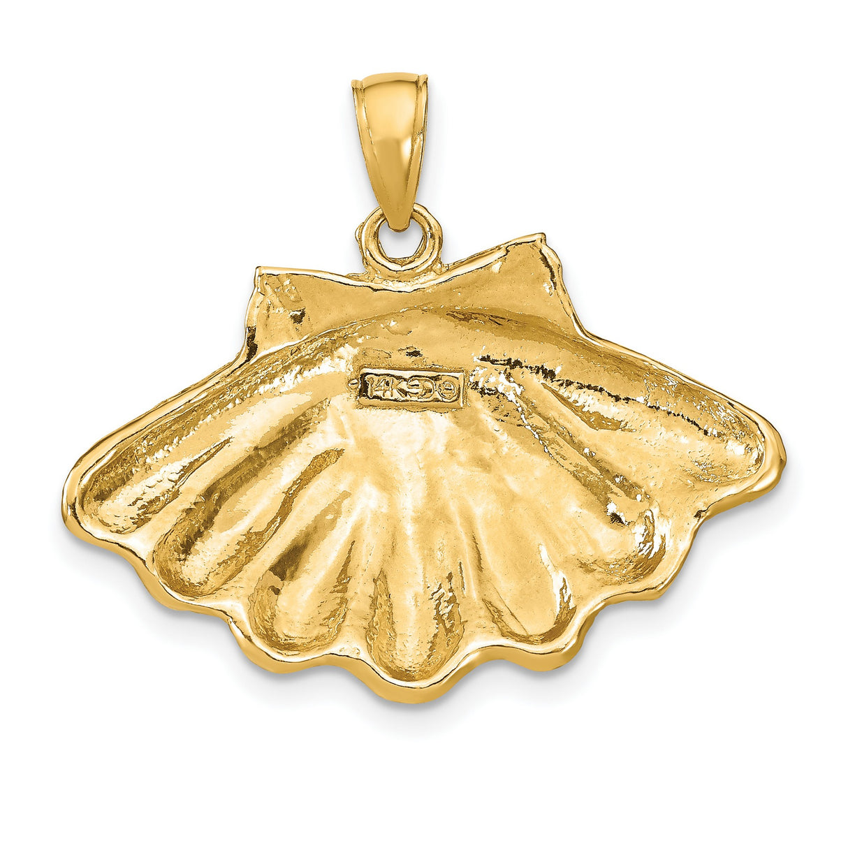 14k Yellow Gold Scallop Shell Pendant, Camino de Santiago Christian Pilgrimage Charm