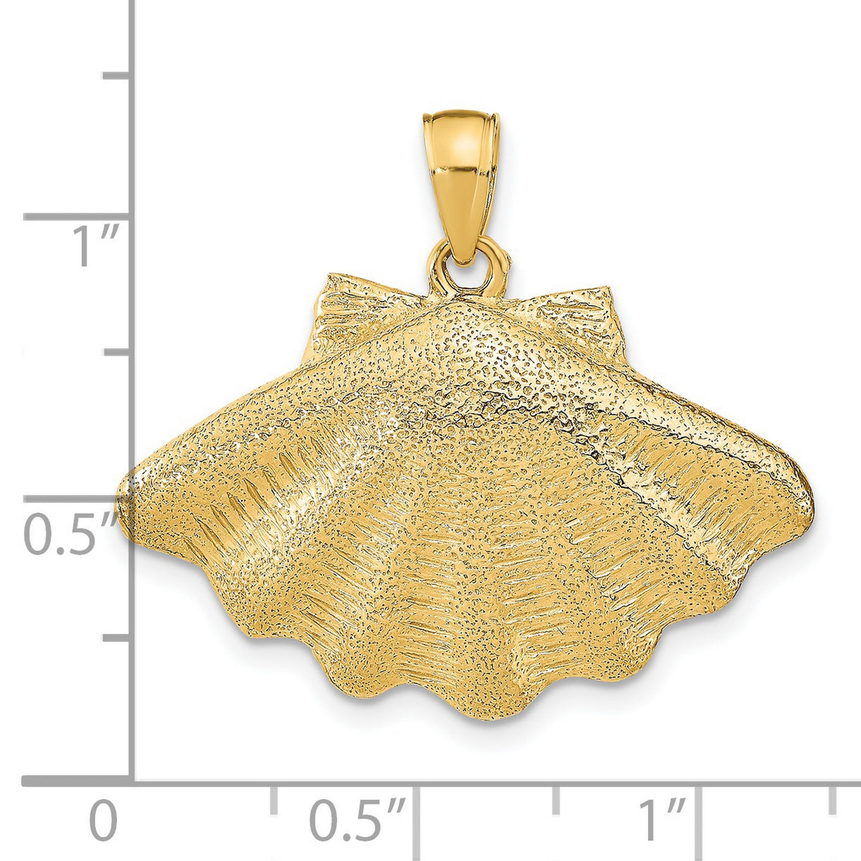 14k Yellow Gold Scallop Shell Pendant, Camino de Santiago Christian Pilgrimage Charm