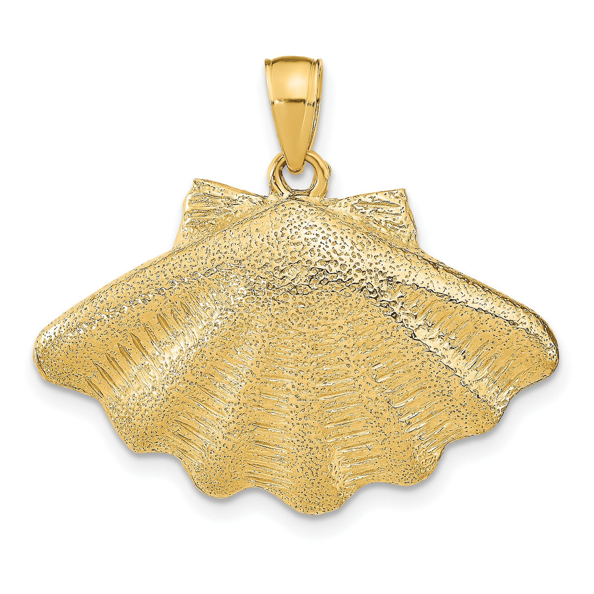 14k Yellow Gold Scallop Shell Pendant, Camino de Santiago Christian Pilgrimage Charm