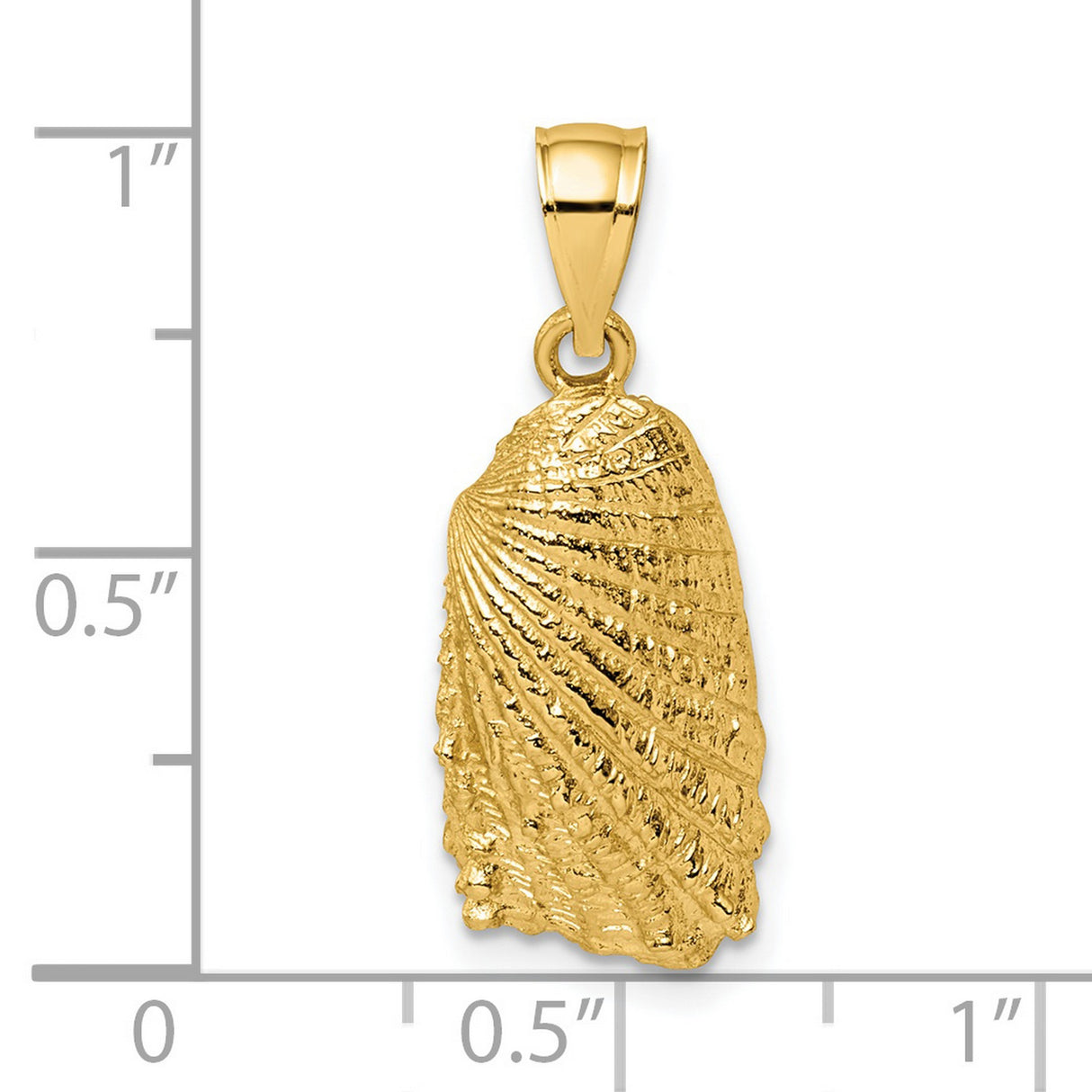 14k Yellow Gold Seashell Pendant with Scallop Shell Design, Ocean Inspired Charm for Women