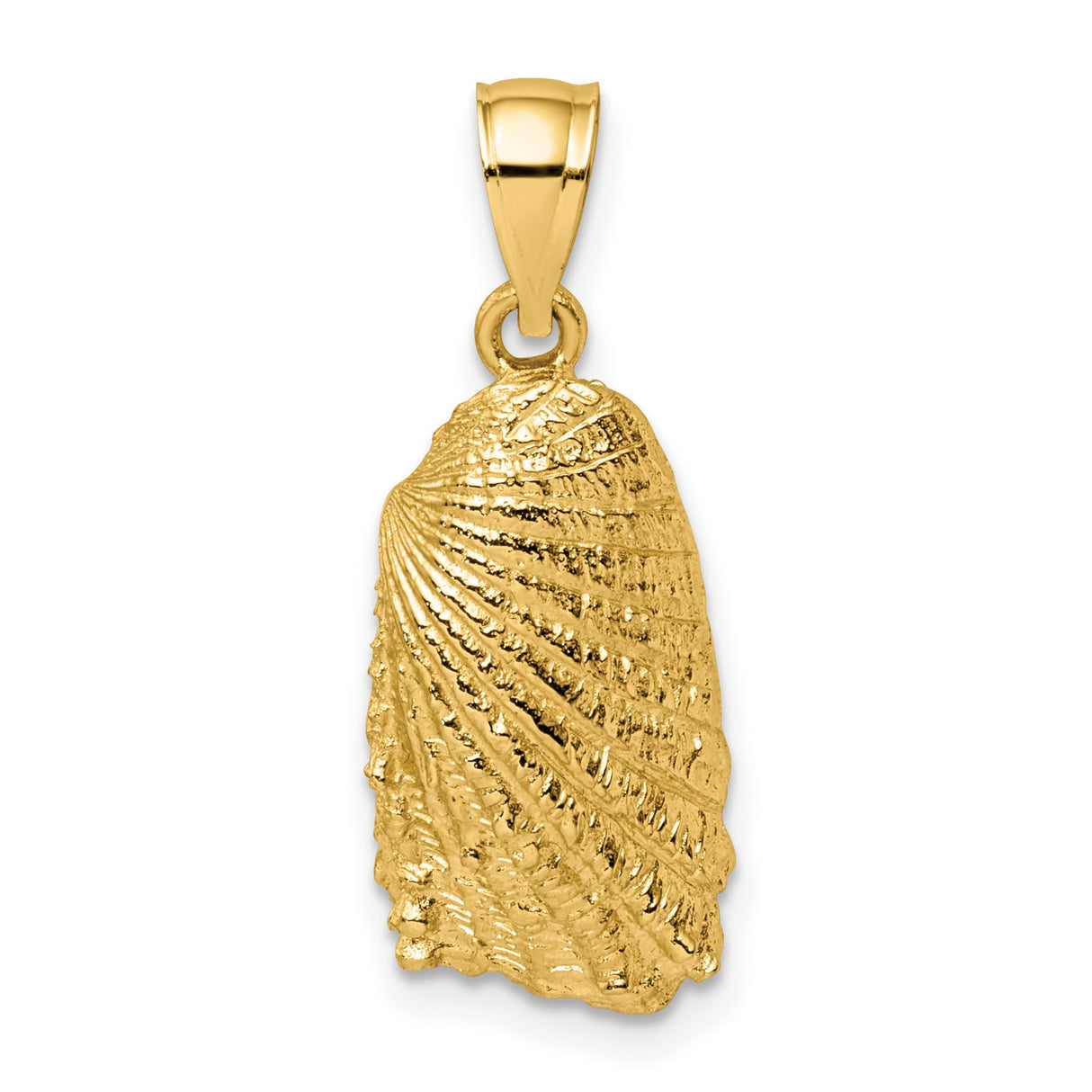14k Yellow Gold Seashell Pendant with Scallop Shell Design, Ocean Inspired Charm for Women