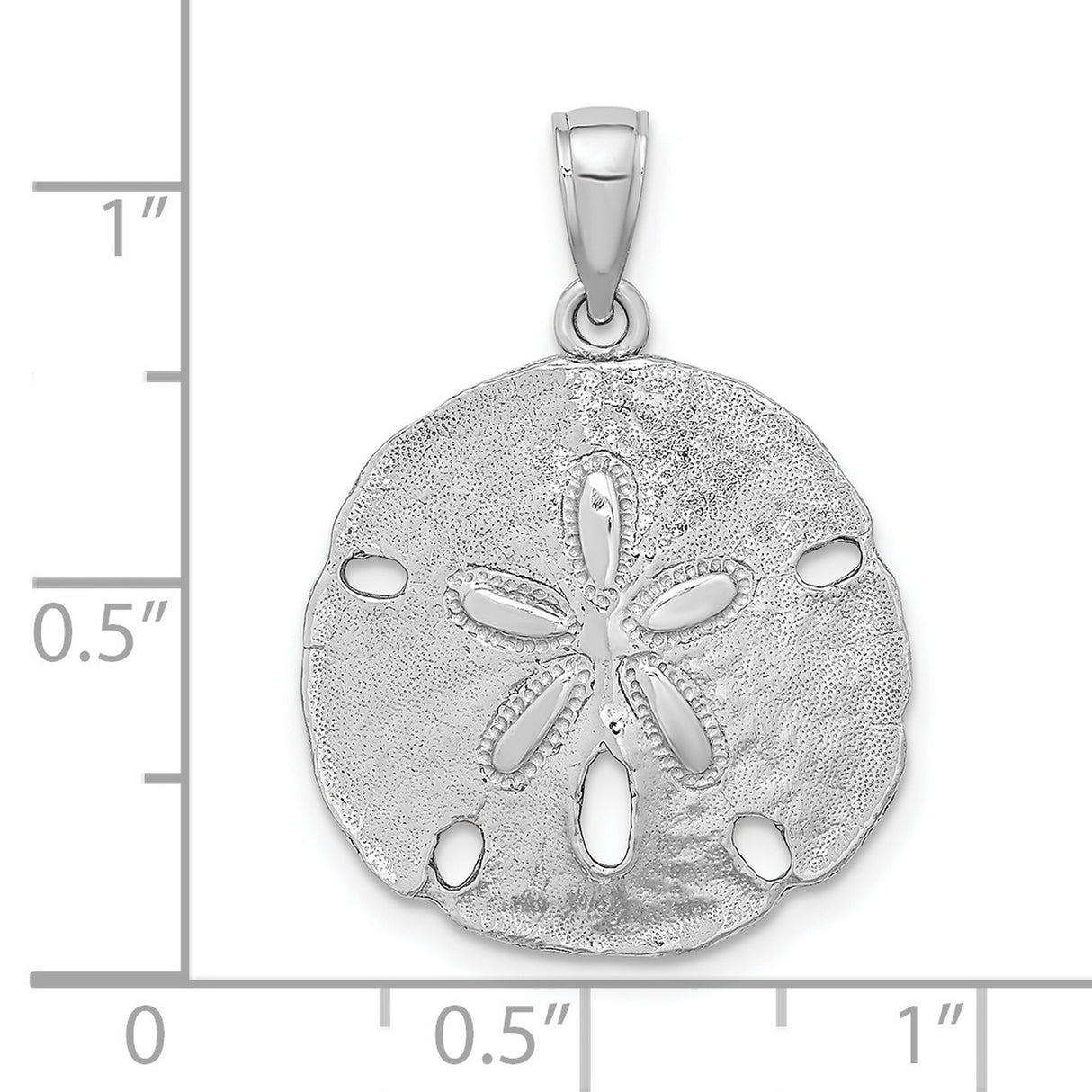 14k White Gold Sand Dollar Pendant, Ocean-Inspired Cutout Charm for Women