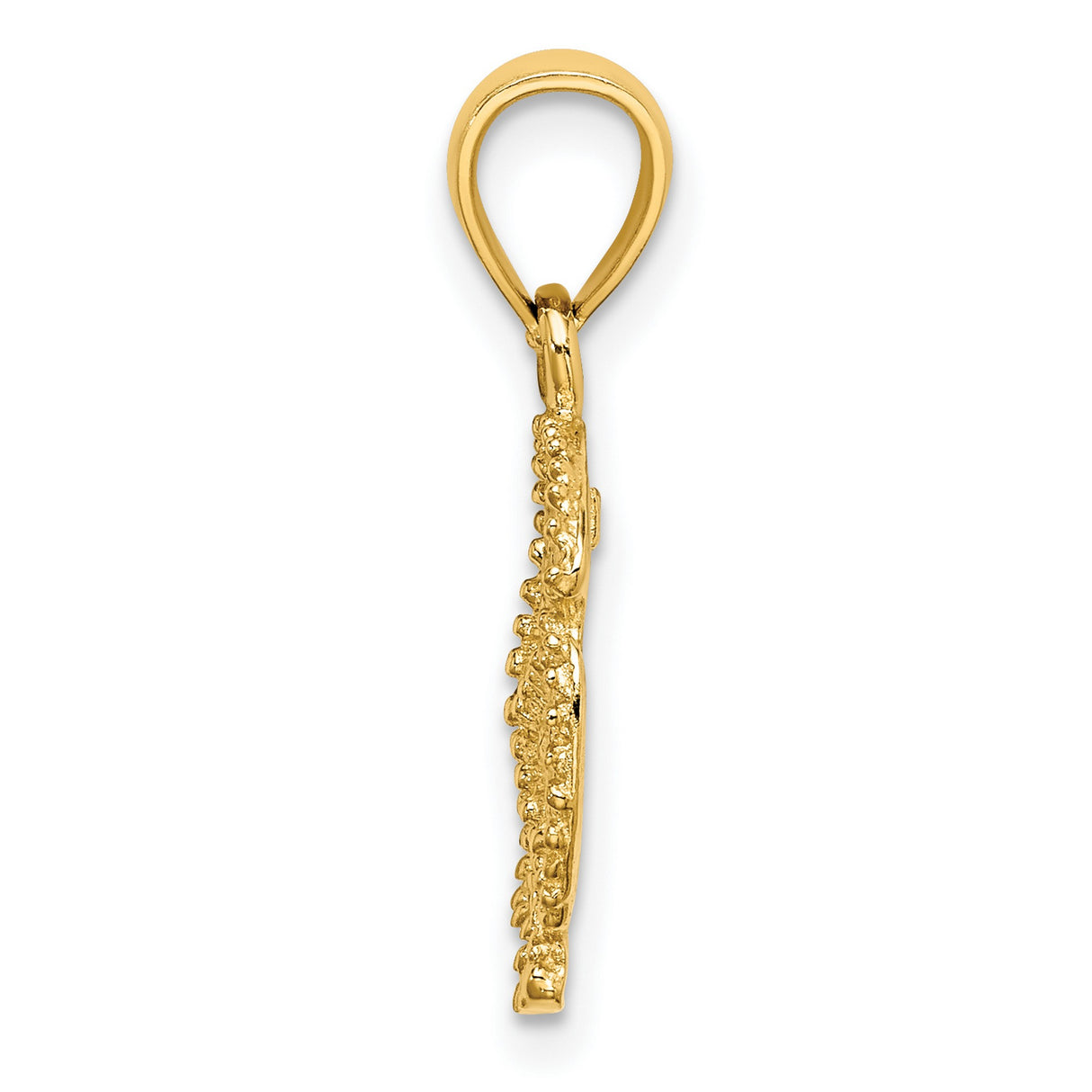 14k Yellow Gold Sand Dollar Pendant with Starfish Design, Coastal Ocean Life Charm