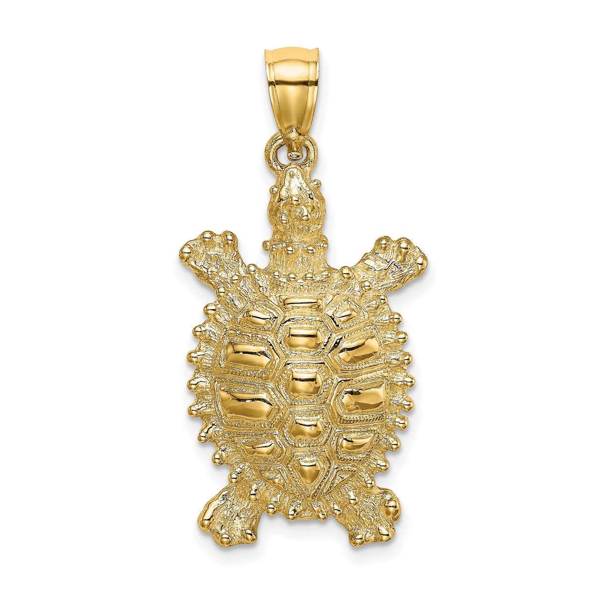 14k Yellow Gold Turtle Pendant, Detailed Tortoise Design Symbolizing Longevity and Wisdom
