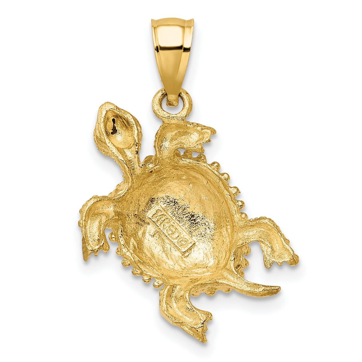 14k Yellow Gold Turtle Pendant, Detailed Animal Charm Symbolizing Longevity and Wisdom