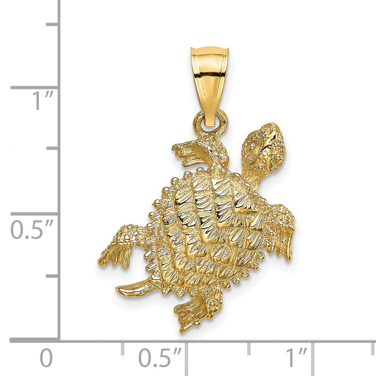 14k Yellow Gold Turtle Pendant, Detailed Animal Charm Symbolizing Longevity and Wisdom
