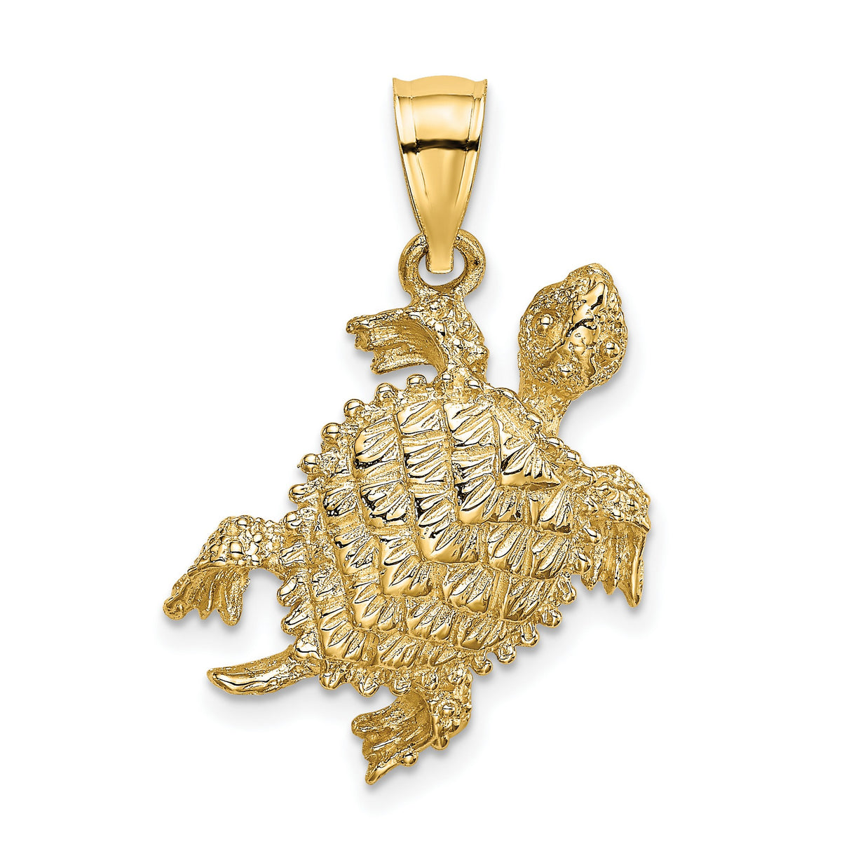 14k Yellow Gold Turtle Pendant, Detailed Animal Charm Symbolizing Longevity and Wisdom
