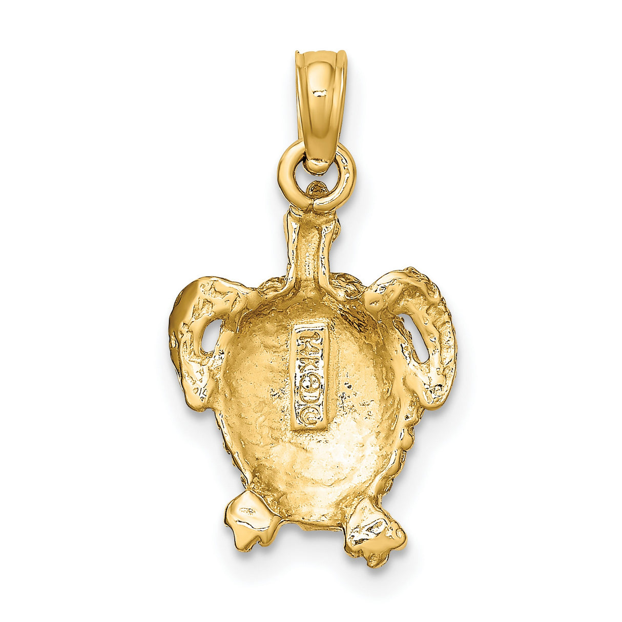 14k Yellow Gold Sea Turtle Pendant, Textured Nautical Charm, Tropical Ocean Theme, Unisex Design