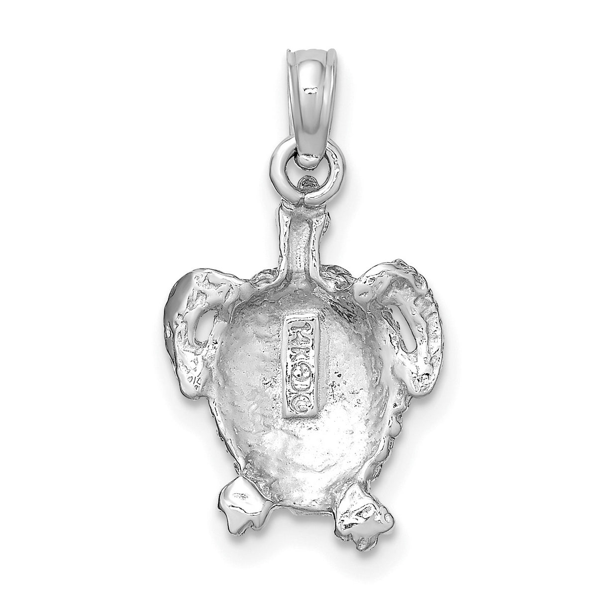14k White Gold Sea Turtle Pendant, Textured Shell Design, Marine Life Nature Charm