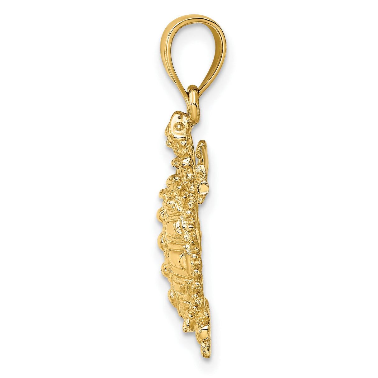 14k Yellow Gold Turtle Pendant with Textured Shell, Nautical Animal Charm for Men or Women