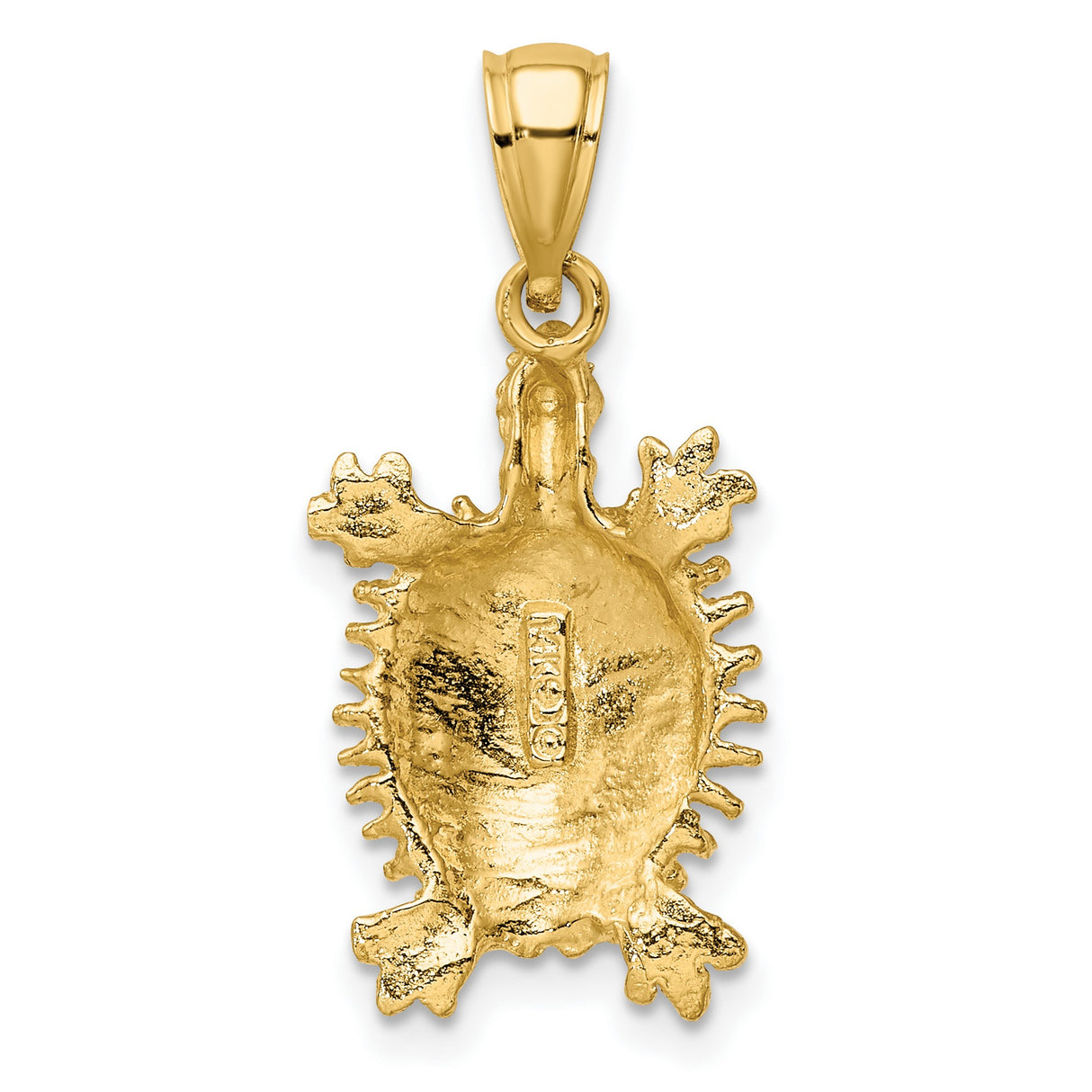 14k Yellow Gold Turtle Pendant with Textured Shell, Nautical Animal Charm for Men or Women