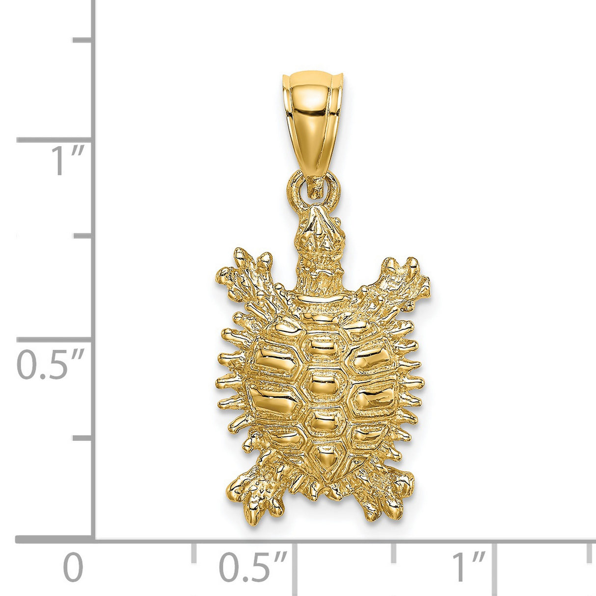 14k Yellow Gold Turtle Pendant with Textured Shell, Nautical Animal Charm for Men or Women