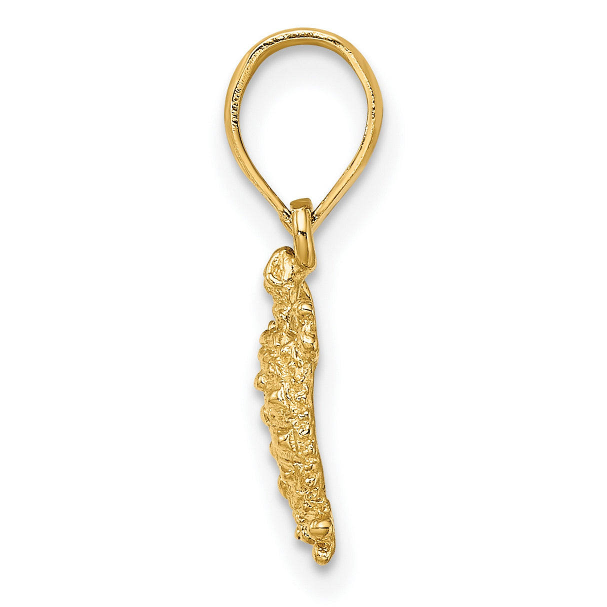 14k Yellow Gold Turtle Pendant, Textured Animal Charm Symbolizing Protection and Perseverance