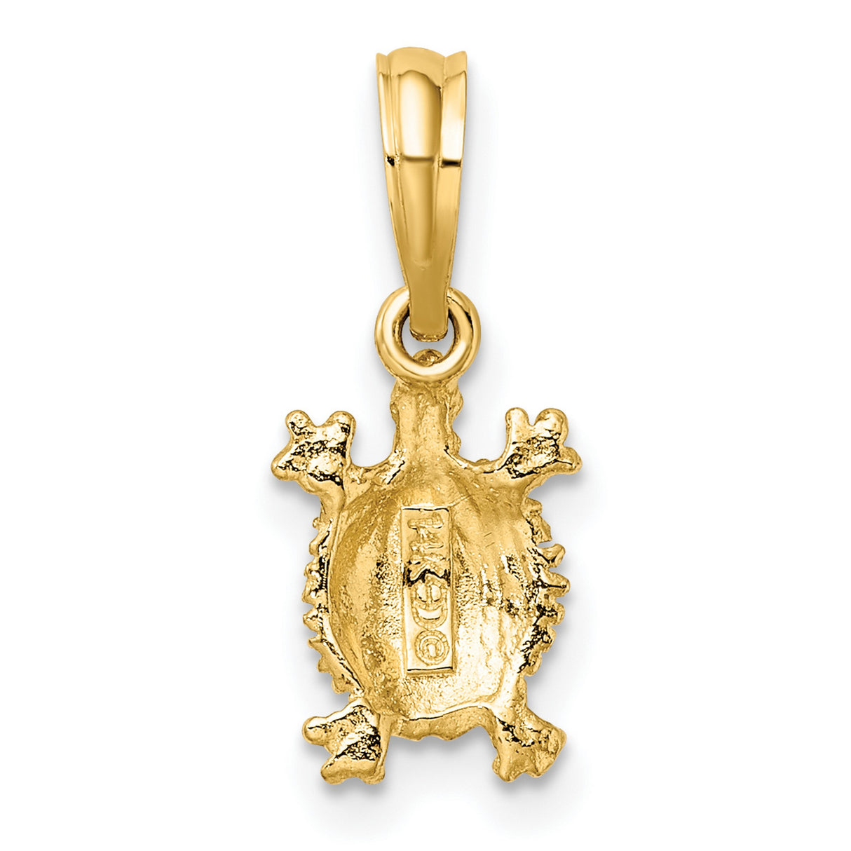 14k Yellow Gold Turtle Pendant, Textured Animal Charm Symbolizing Protection and Perseverance
