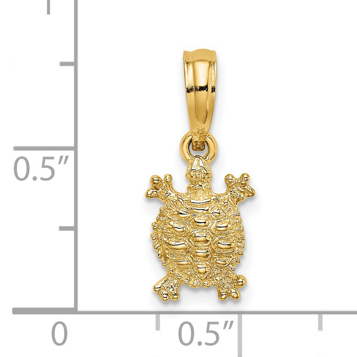 14k Yellow Gold Turtle Pendant, Textured Animal Charm Symbolizing Protection and Perseverance