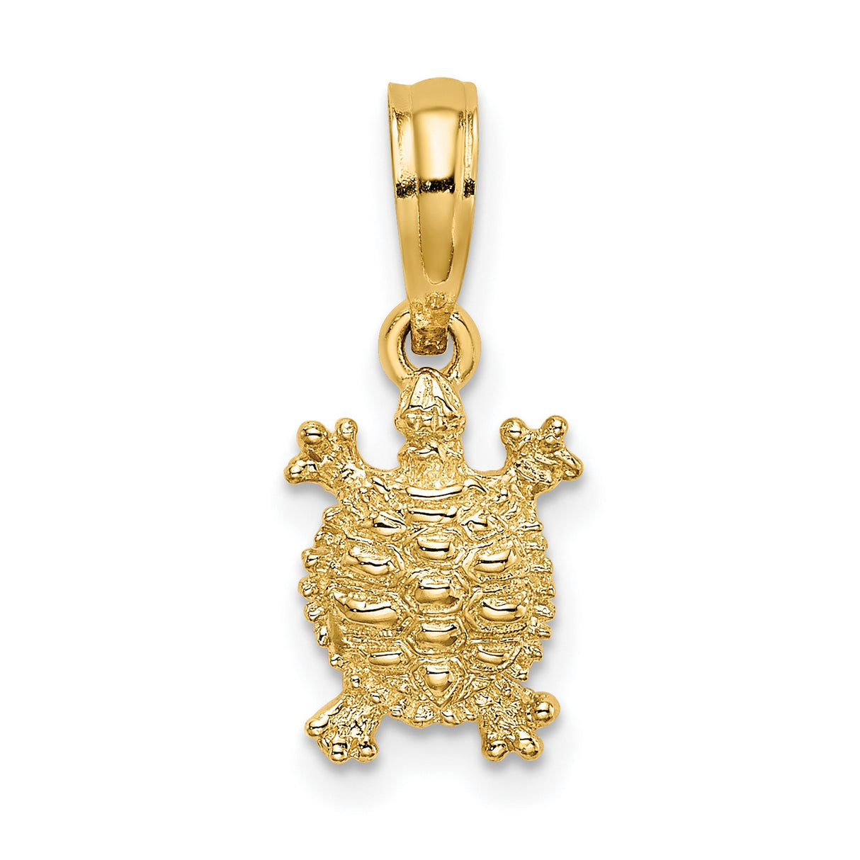 14k Yellow Gold Turtle Pendant, Textured Animal Charm Symbolizing Protection and Perseverance