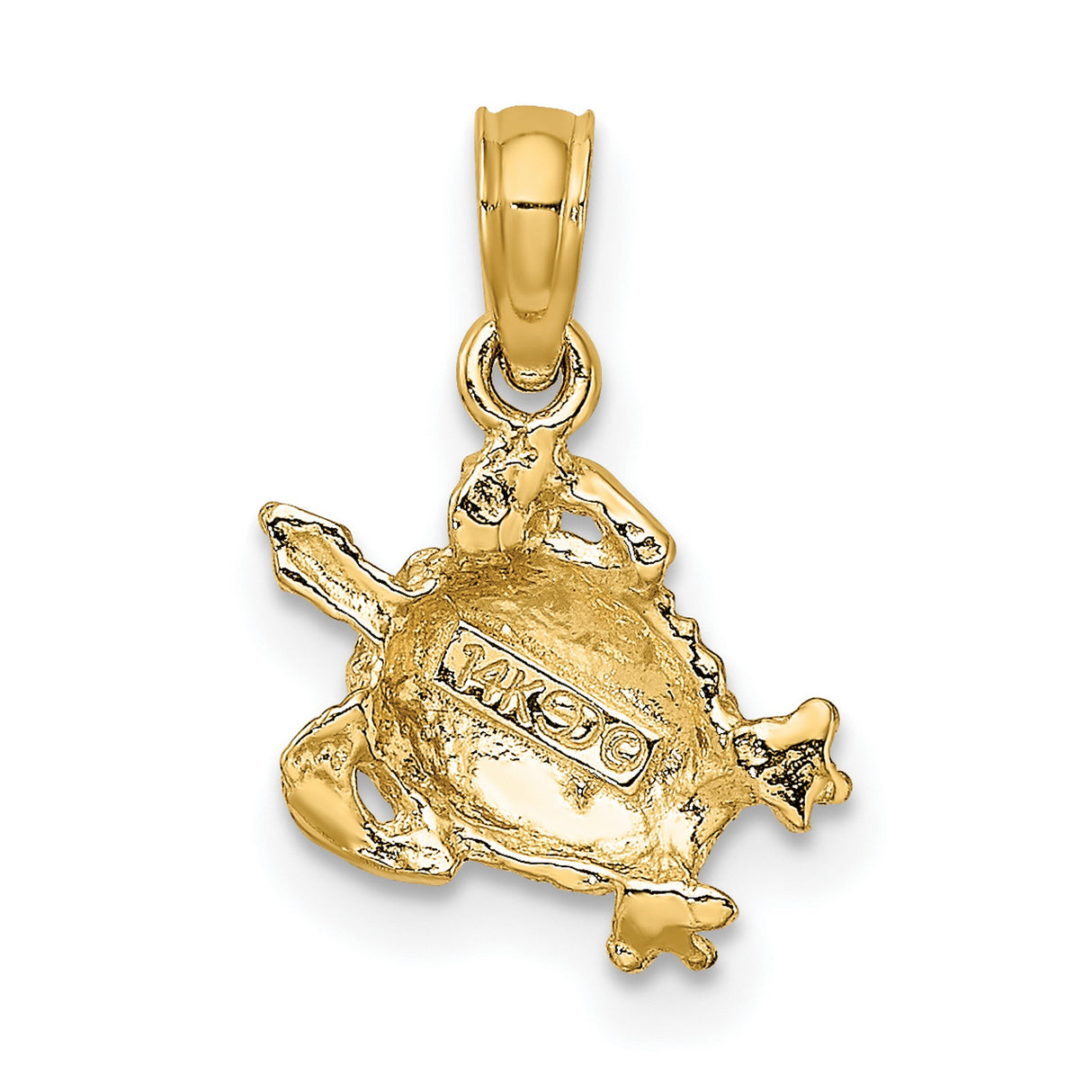 14k Yellow Gold Turtle Pendant, Sea Turtle Design Symbolizing Protection and Wisdom