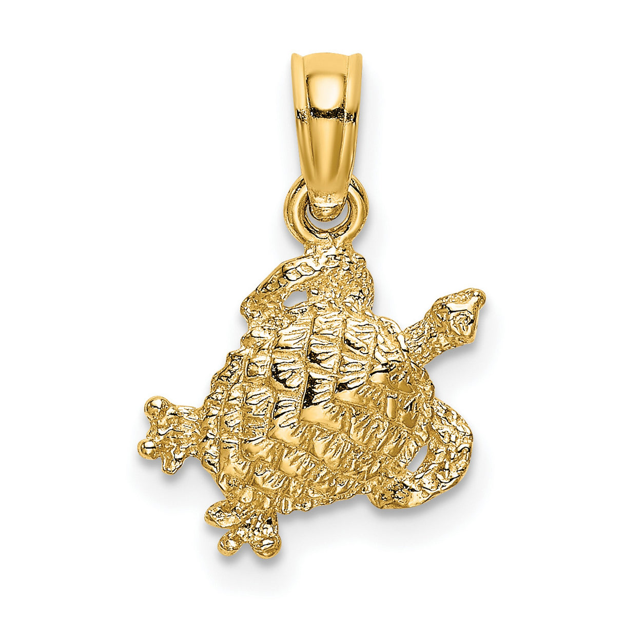 14k Yellow Gold Turtle Pendant, Sea Turtle Design Symbolizing Protection and Wisdom