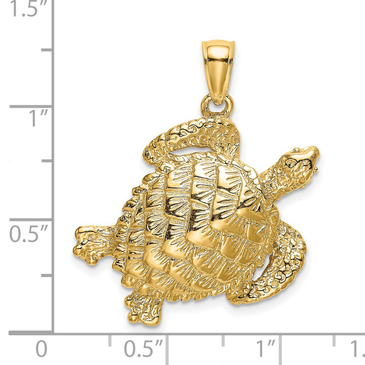 14k Yellow Gold Sea Turtle Pendant, Ocean Animal Charm Symbolizing Longevity and Endurance