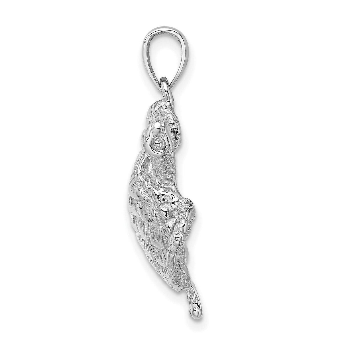 14k White Gold Sea Turtle Pendant, Detailed Ocean Animal Charm for Nature Lovers