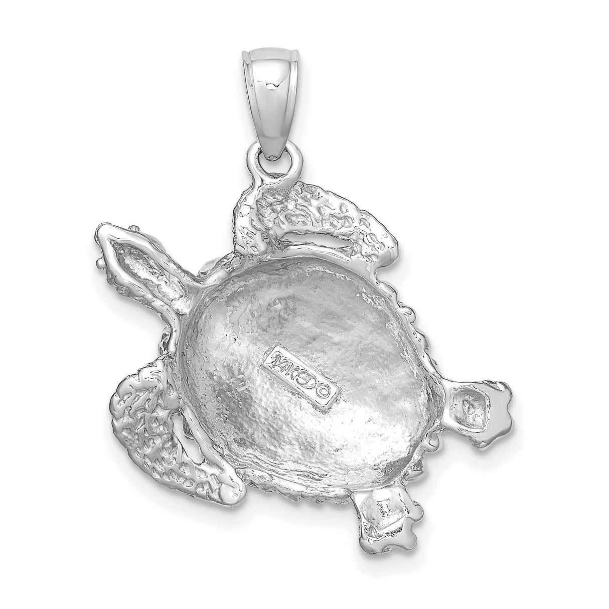 14k White Gold Sea Turtle Pendant, Detailed Ocean Animal Charm for Nature Lovers