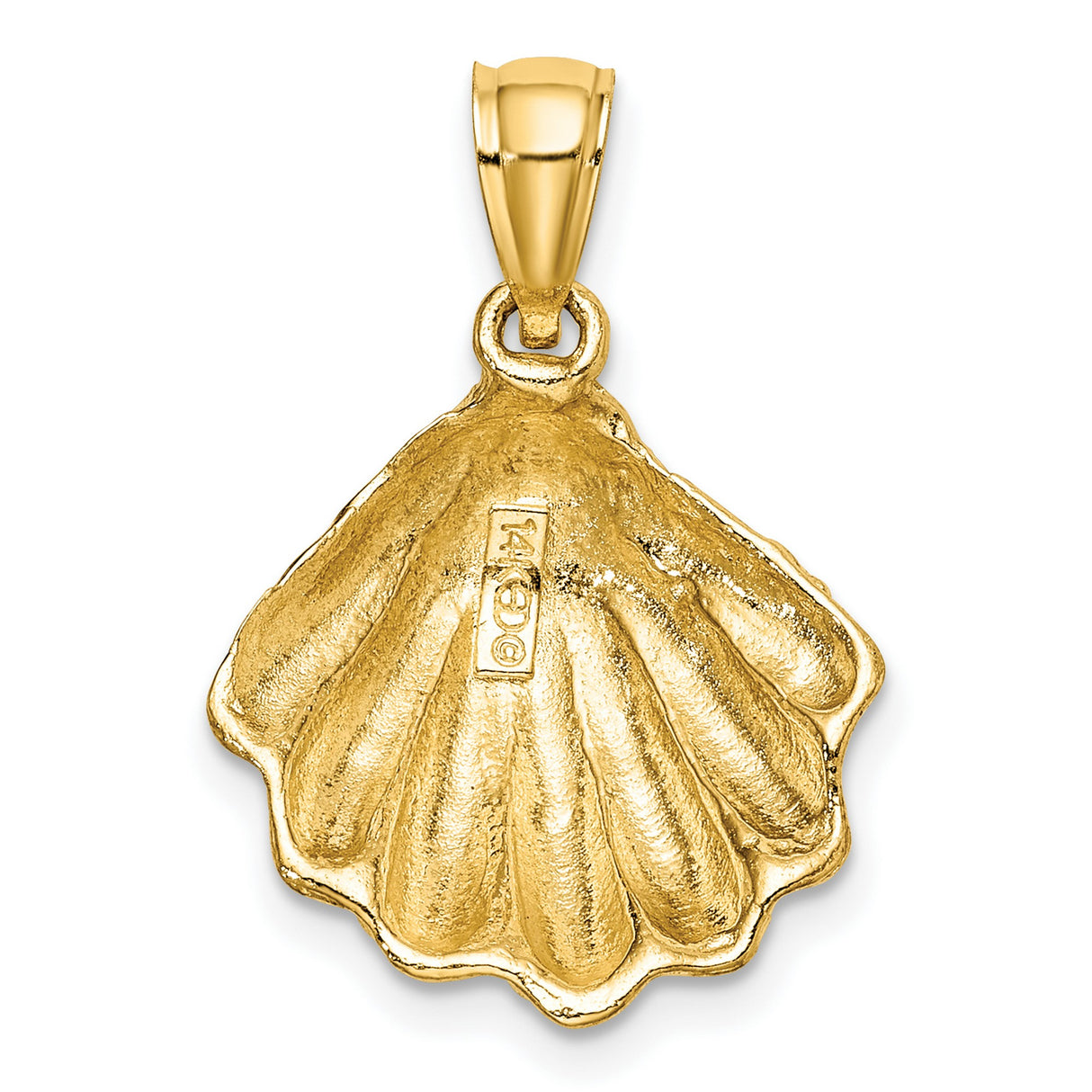 14k Yellow Gold Scallop Shell Pendant, Camino de Santiago Spiritual Journey Symbol for Men or Women