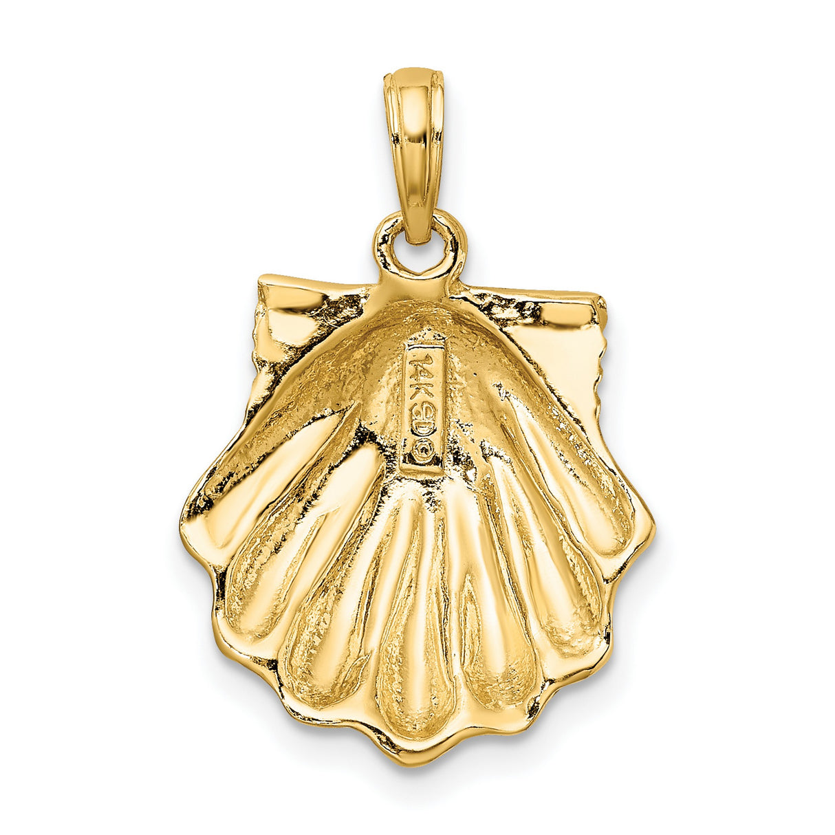 14k Yellow Gold Pendant, Scallop Shell Design, Camino de Santiago Symbol, Christian Theme