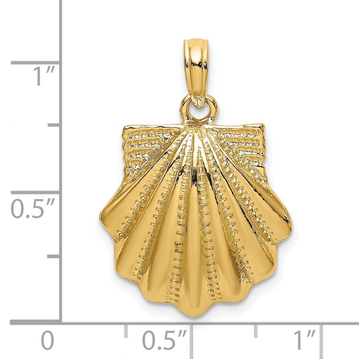 14k Yellow Gold Pendant, Scallop Shell Design, Camino de Santiago Symbol, Christian Theme
