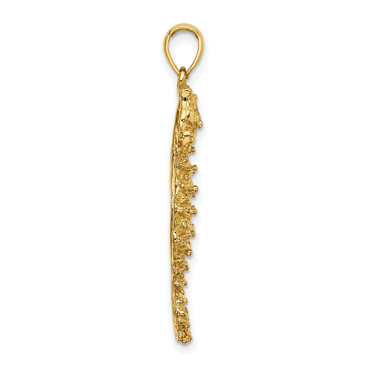 14k Yellow Gold Seahorse Pendant, Textured Nautical Marine Life Design