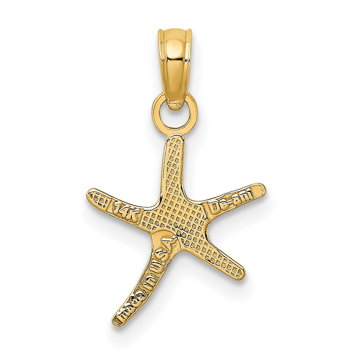 14k Yellow Gold Starfish Pendant, Polished Ocean Theme Charm for Women